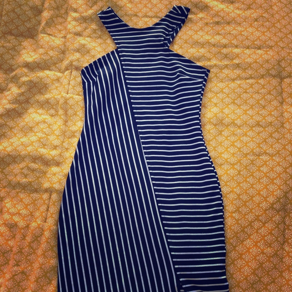 Navy / White Strip Bodycon dress